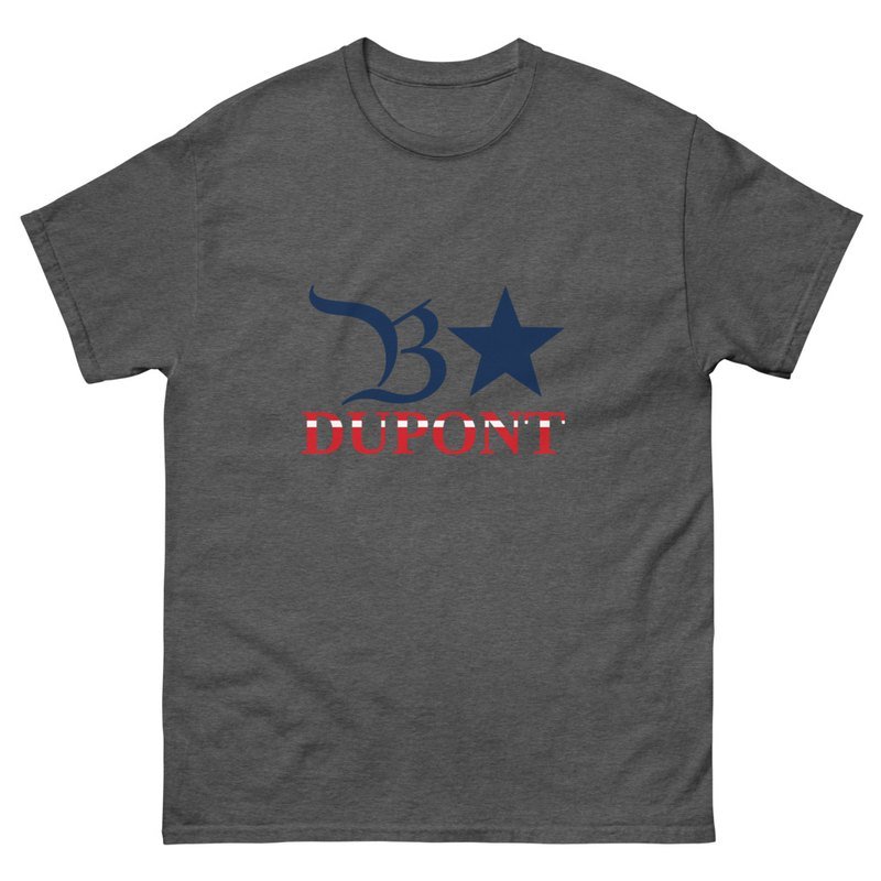 Dark heather tee reading B★DUPONT
