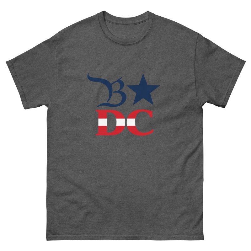 Dark heather tee with the B★DC mark, navy star